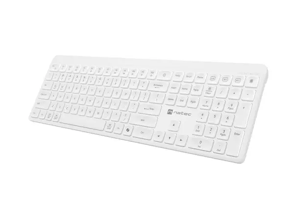 Belaidė klaviatūra Natec Tang US BT + 2,4 GHz tyli Slim balta – 9