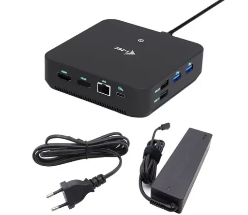 USB-C DP Dual HDMI Docking Station with Power Delivery 100 W + i-tec Universal Charger 100W