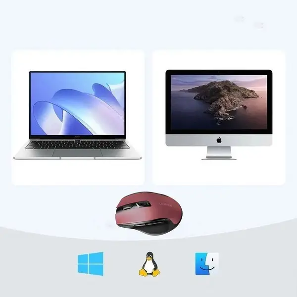 Belaidė optinė pelė Ugreen MU006 USB 2,4 GHz / Bluetooth 5.0 4000 DPI – raudona – 8