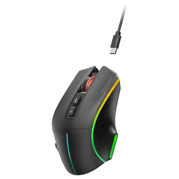 Mars Gaming MMWVECTOR kompiuterio pelė Žaidimams Dešinės rankos RF Wireless + Bluetooth + USB Type-A Optinis 12000 DPI – 6