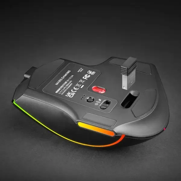 Mars Gaming MMWVECTOR kompiuterio pelė Žaidimams Dešinės rankos RF Wireless + Bluetooth + USB Type-A Optinis 12000 DPI – 7