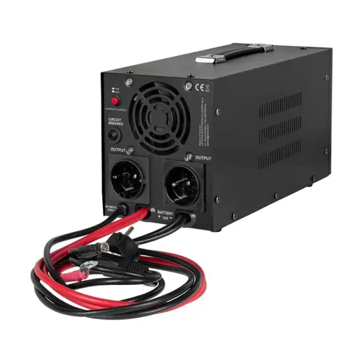 Avarinis maitinimo šaltinis „KEMOT PROsinus-1000“ – keitiklis su grynu sinusiniu signalu ir įkrovimo funkcija, 12 V, 230 V, 1000 VA/700 W – juodos spalvos