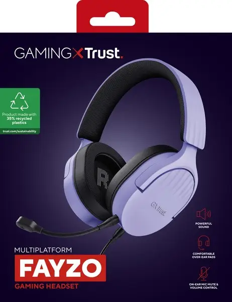 Trust GXT 489P FAYZO Laisvų rankų įranga Vielinis Su lankeliu Žaidimams Juoda, Violetinė – 8