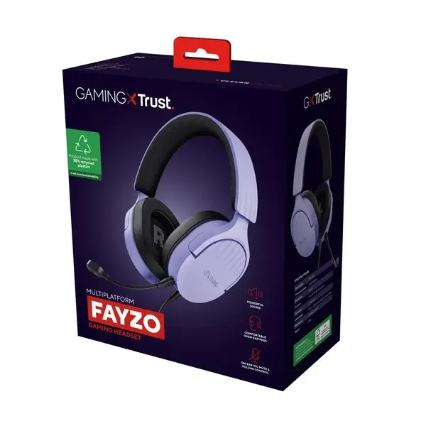 Trust GXT 489P FAYZO Laisvų rankų įranga Vielinis Su lankeliu Žaidimams Juoda, Violetinė – 9