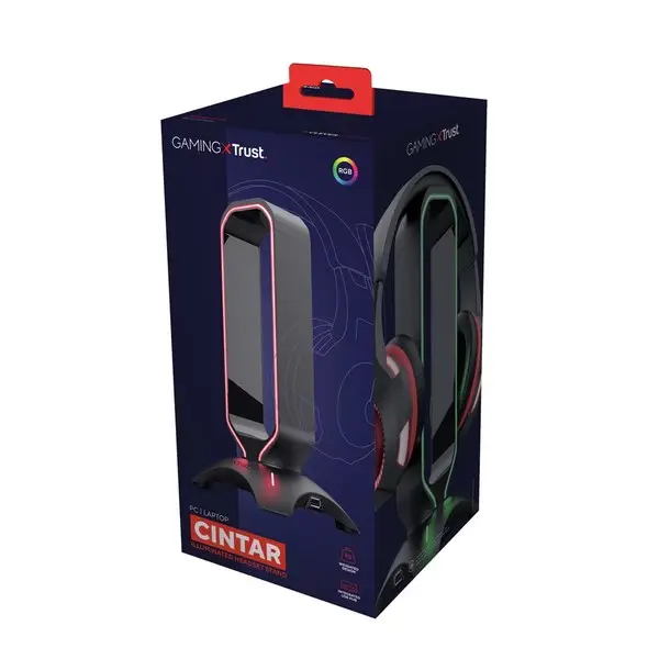 Trust GXT 265 Cintar ausinių stovas su RGB apšvietimu ir 2 USB jungtimis – 3