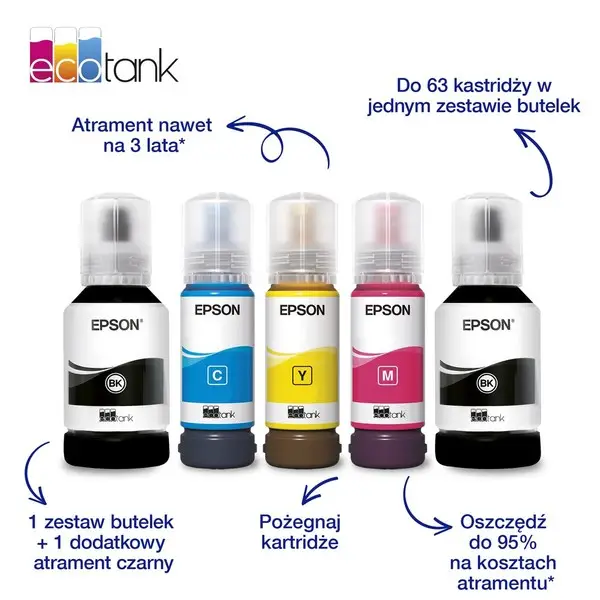 Epson EcoTank L6370 daugiafunkcis A4 spausdintuvas su „Wi-Fi“, ADT, dvipusio spausdinimo, skenavimo, kopijavimo funkcijomis ir „AirPrint“ rašalo talpykla, kurioje rašalo yra tiek, kad pakaks iki 3 metų – 2