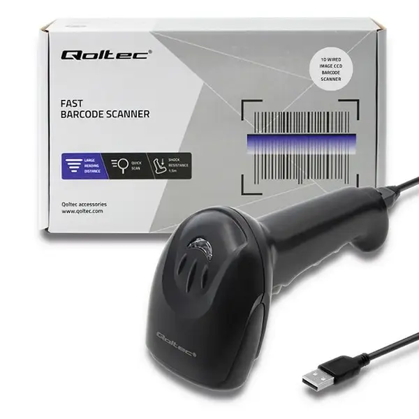 QOLTEC 50866 Barcode scanner 1D CCD USB Black – 10
