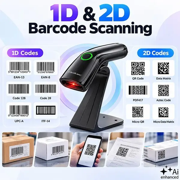 Wireless barcode scanner 1D 2D scanner stand USB – 3
