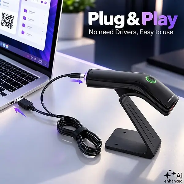Wireless barcode scanner 1D 2D scanner stand USB – 4