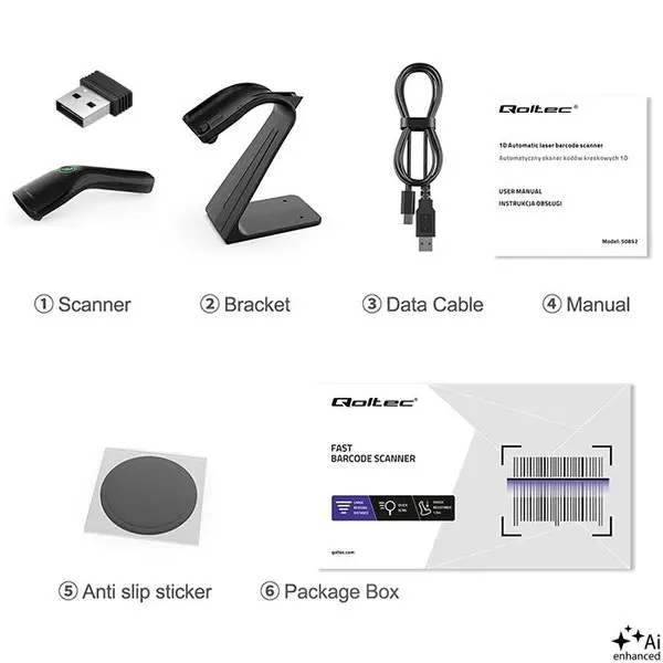 Wireless barcode scanner 1D 2D scanner stand USB – 9