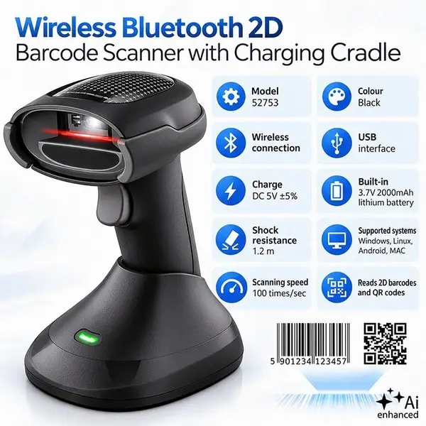 Wireless barcode scanner 1D 2D scanner stand USB – 2