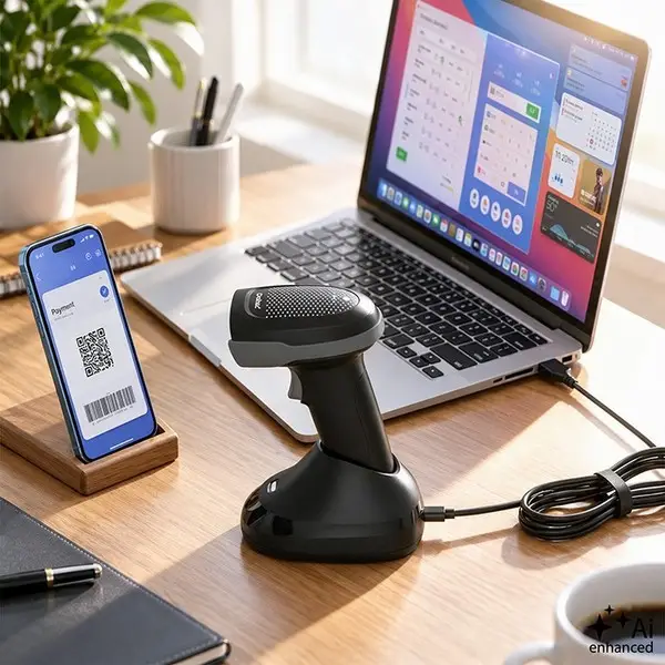 Wireless barcode scanner 1D 2D scanner stand USB – 3