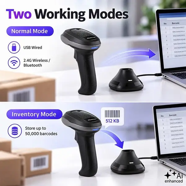 Wireless barcode scanner 1D 2D scanner stand USB – 5