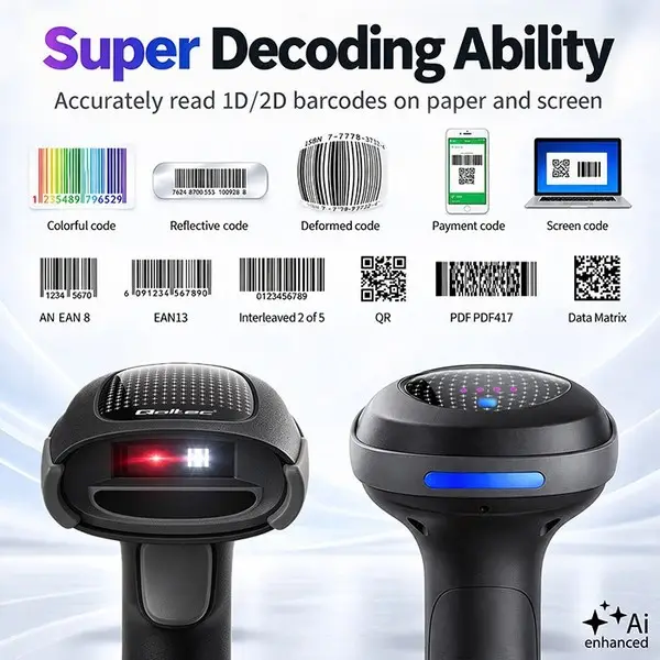 Wireless barcode scanner 1D 2D scanner stand USB – 6