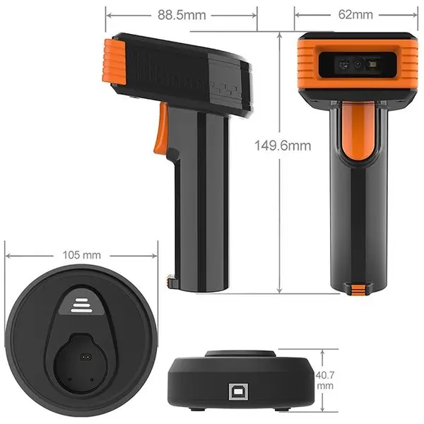 QOLTEC 50878 Wireless 1D 2D Barcode Reader Docking Station – 2