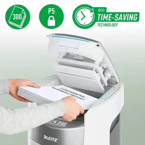 Popieriaus smulkintuvas Leitz 80410000 IQ Optimax AutoFeed 300, P5, 300 lapų, 25 l talpos šiukšliadėžė – 2
