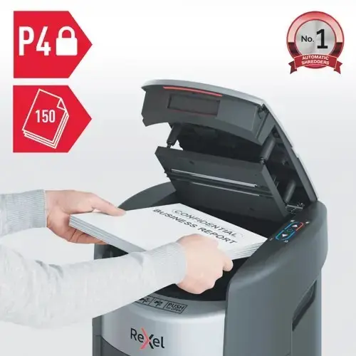 Dokumentų smulkintuvas Rexel ShredMax AutoFeed+ 150X, P4, 150 lapų, 15 l talpos šiukšliadėžė – 6