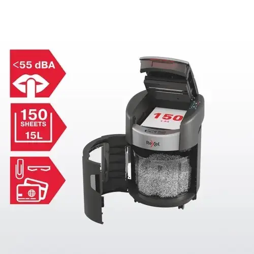 Automatinis dokumentų smulkintuvas Rexel ShredMax AutoFeed+ 150M, P5, 150 lapų, 15 l talpos šiukšliadėžė – 4