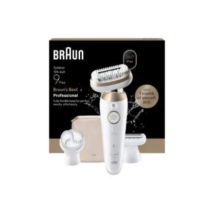 Braun Silk-épil 9 Flex SES9-060 3D Epilator, Wet & Dry, White/Gold
