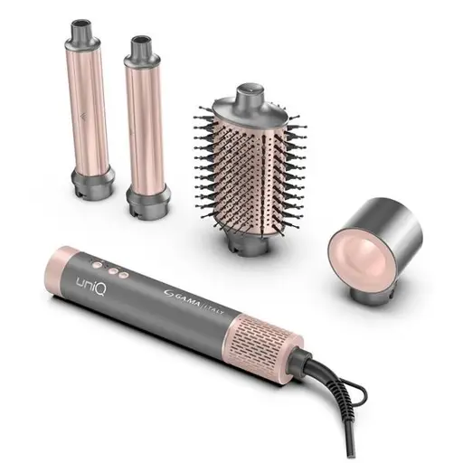 GA.MA uniQ Flow, 1550 W, 4 viename, pilkas/rožinis - Plaukų formavimo šukos