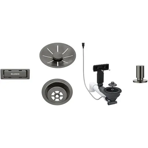 Waste fitting set 1x3,5'' InFino Pop Up Control Satin Dark Steel