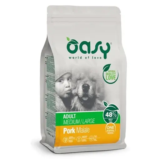 OASY One Animal Protein Adult Medium/Large Pork - sausas maistas šunims - 12kg
