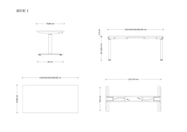 UNIQUE ACTIVE I Elektrinis stalas 140x70 cm Juodas – 2