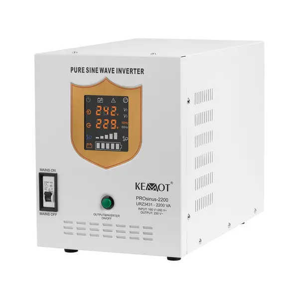 Avarinis maitinimo šaltinis „KEMOT PROsinus-2200“ – keitiklis su grynu sinusiniu signalu ir įkrovimo funkcija, 12 V, 230 V, 2200 VA/1600 W – 4
