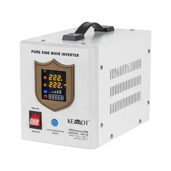 Avarinis maitinimo šaltinis „KEMOT PROsinus-500“ – keitiklis su grynu sinusiniu signalu ir įkrovimo funkcija, 12 V, 230 V, 500 VA/300 W – 4