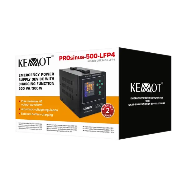 Avarinis maitinimo šaltinis „KEMOT PROsinus-500-LiFePo4“ – keitiklis su grynu sinusiniu signalu ir įkrovimo funkcija, 12 V, 230 V, 500 VA/300 W – 2