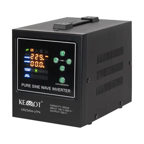 Avarinis maitinimo šaltinis „KEMOT PROsinus-500-LiFePo4“ – keitiklis su grynu sinusiniu signalu ir įkrovimo funkcija, 12 V, 230 V, 500 VA/300 W – 4