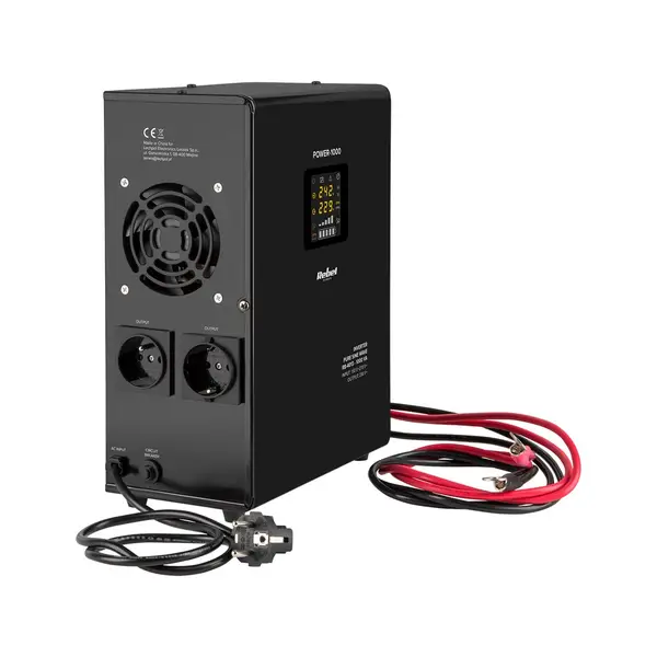 „Rebel POWER-1000“ sieninis avarinis maitinimo šaltinis – keitiklis su grynu sinusiniu signalu ir įkrovimo funkcija, 12 V, 230 V, 1000 VA/700 W – 2