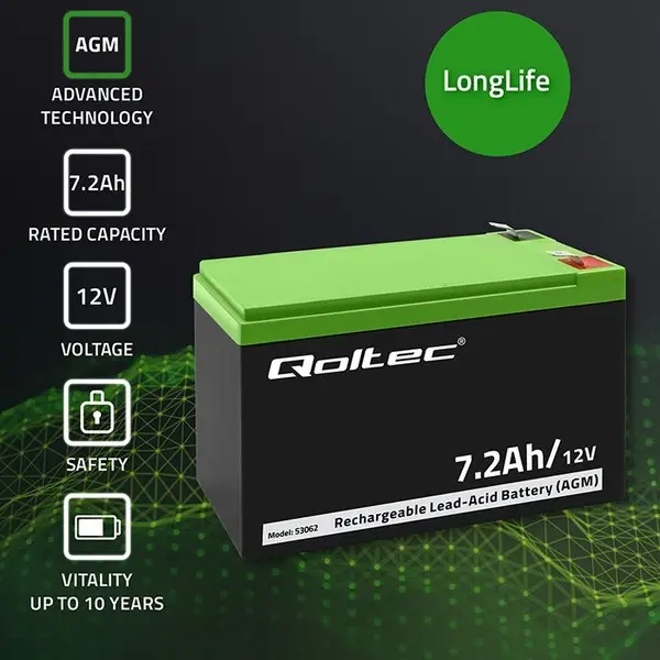 QOLTEC 53062 AGM battery 12V 7.2Ah max 108A – 3