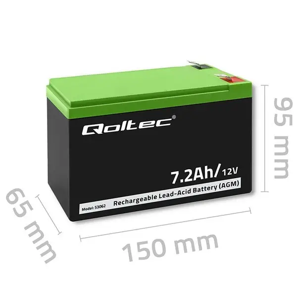 QOLTEC 53062 AGM battery 12V 7.2Ah max 108A – 8