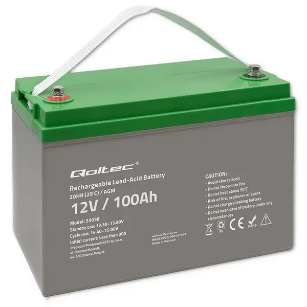QOLTEC 53038 Battery AGM 12V 100Ah max.30A – 2