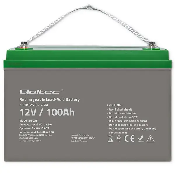 QOLTEC 53038 Battery AGM 12V 100Ah max.30A – 4