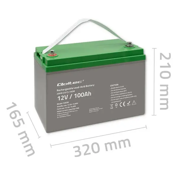 QOLTEC 53038 Battery AGM 12V 100Ah max.30A – 6