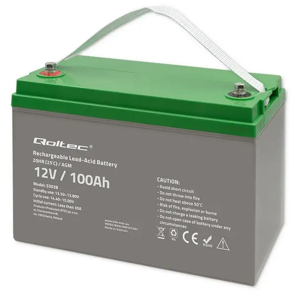 QOLTEC 53038 Battery AGM 12V 100Ah max.30A – 9