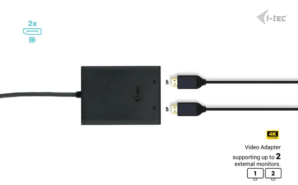 I-TEC USB-C Dual 4K/60Hz single 8K/30Hz DP Video Adapter 2x DP Port – 10