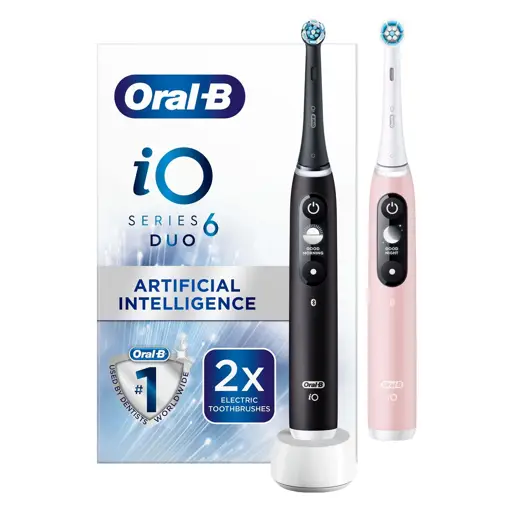 Oral-B iO6 DuoPack Electric Toothbrush, White + Pink, Travel case