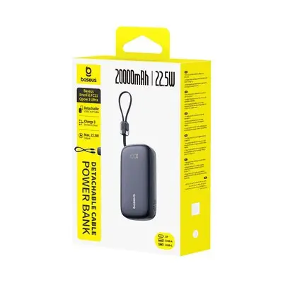 Powerbank Baseus EnerFill FC21 Qpow 3 Ultra 10000mAh 45W z dołączonym kablem-smyczą - czarny
