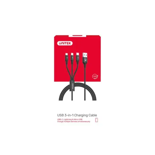 UNITEK USB-C CABLE 3IN1 USB-C + LIGHTNING + AW 1,2