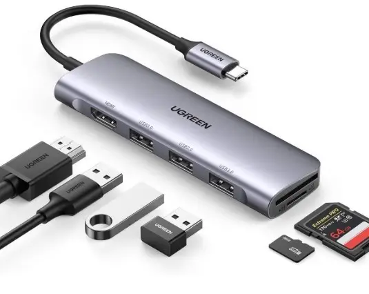 Ugreen 20956A sąsajos šakotuvas C tipo USB 5000 Mbit/ai Sidabras – 4