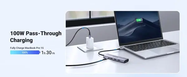 Ugreen 20956A sąsajos šakotuvas C tipo USB 5000 Mbit/ai Sidabras – 8