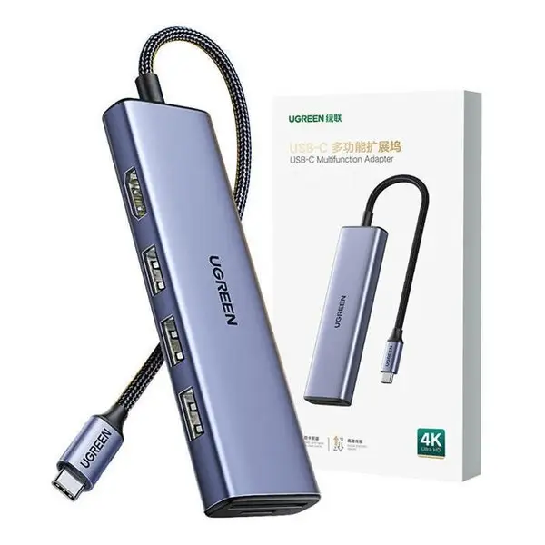 Ugreen 20956A sąsajos šakotuvas C tipo USB 5000 Mbit/ai Sidabras – 12
