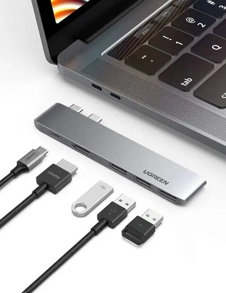 Ugreen 60559 knyginių kompiuterių dokas / jungčių replikatorius USB 3.2 Gen 1 (3.1 Gen 1) Type-C Sidabras – 8