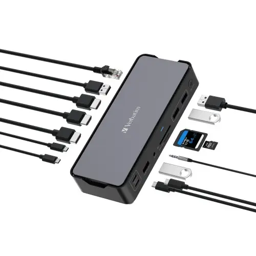 Verbatim 32171 CDS-15 USB-C Pro Jungčių stotelė 15 Ports, Pilka/Juoda – 15