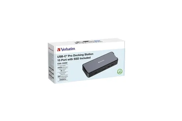 Verbatim 32174 CDS-15SSD USB-C Pro Jungčių stotelė 15 Ports, 256GB SSD, Pilka/Juoda – 5