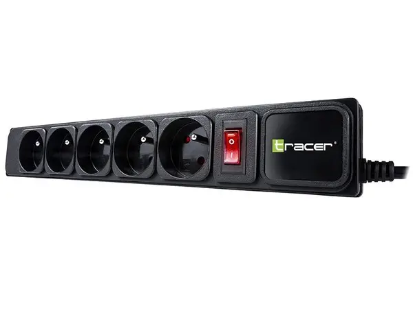 TRACER PowerGear 5m Black power strip – 3