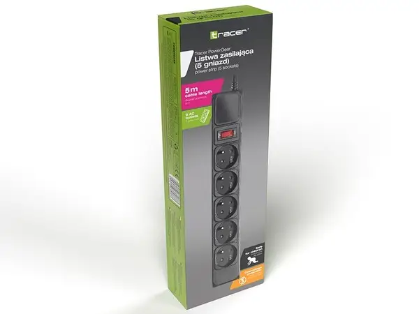TRACER PowerGear 5m Black power strip – 4